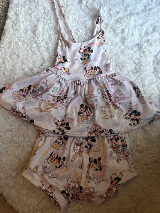 6/7 cross back peplum and shorties