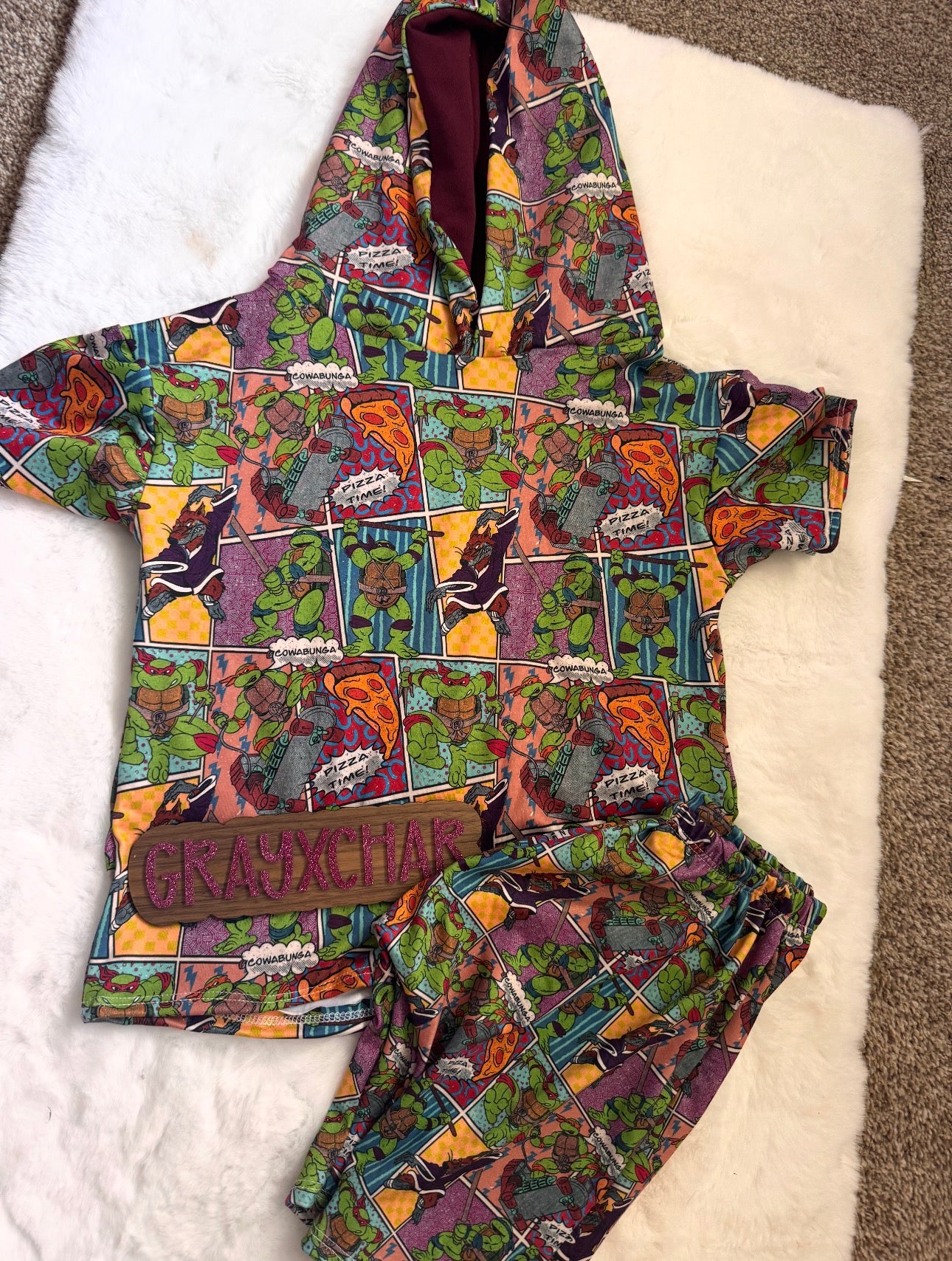 Hooded Tee w/ Harem Shorts Set