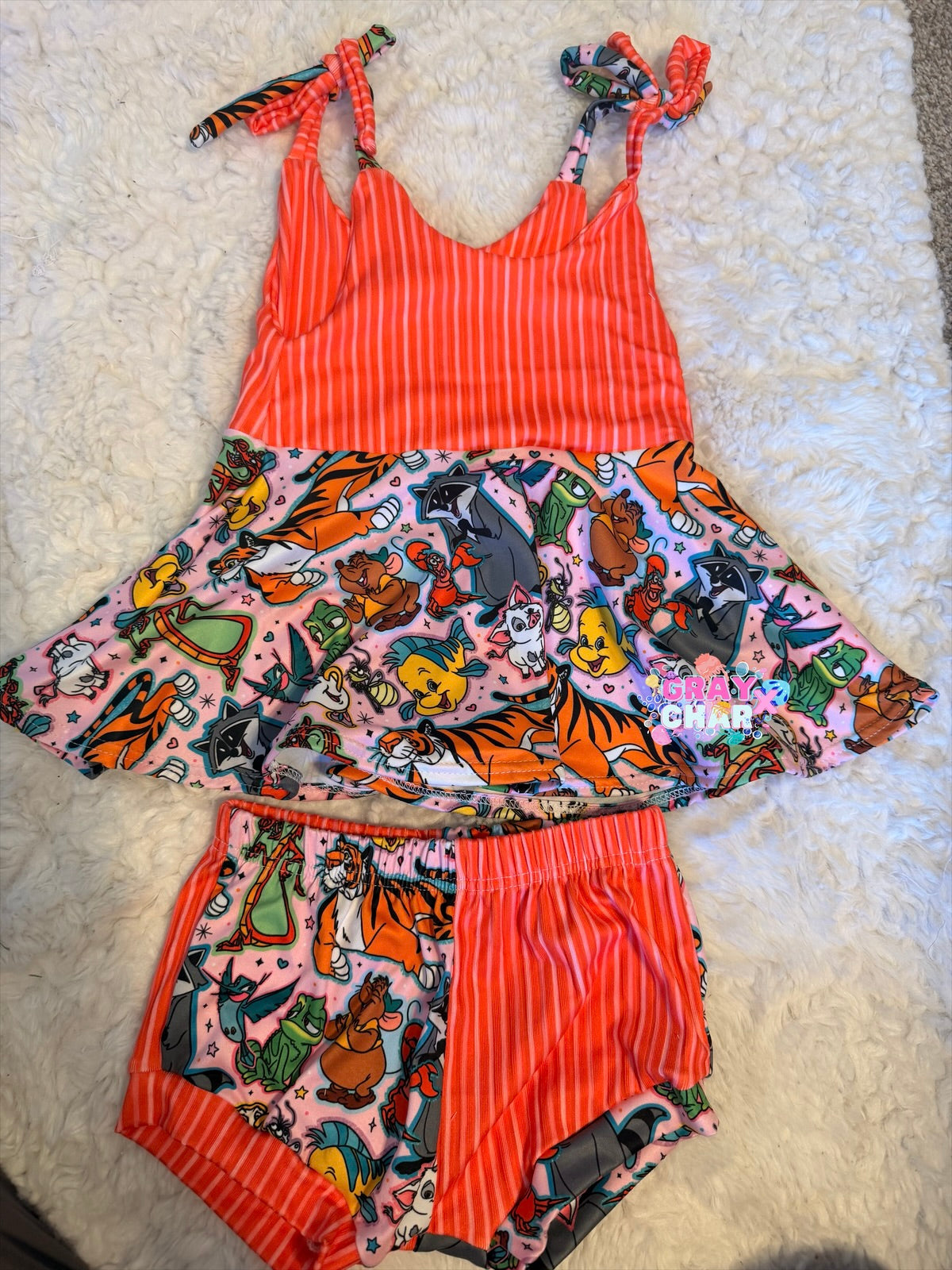 3T tie strap peplum and shorties